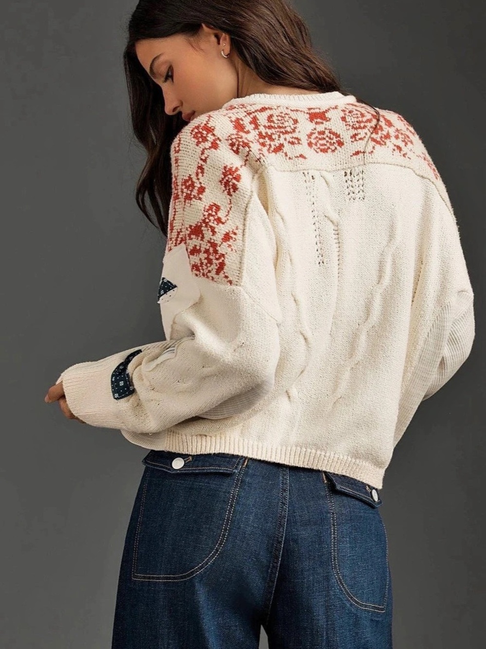 Pilcro Crew-Neck Patch Sweater - Picture 2 of 9